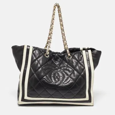 Pre-owned Chanel Black Leather Paris Venice Lido Tote