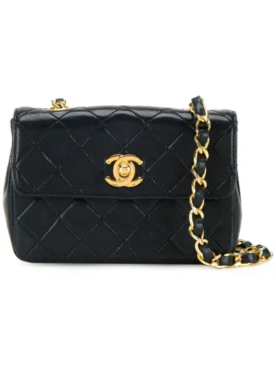 Pre-owned Chanel Micro Flap Shoulder Bag In Blue