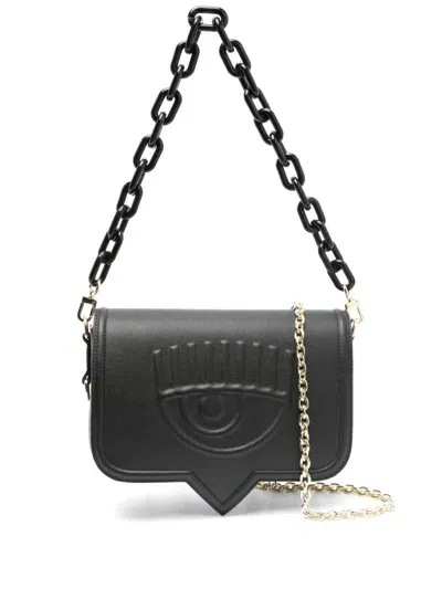 Chiara Ferragni Eyelike Logo-embossed Shoulder Bag In Black