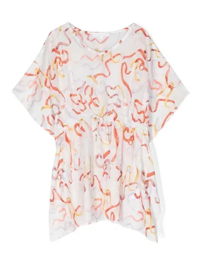 Chloé Kids' All-over Graphic-print Dress In White