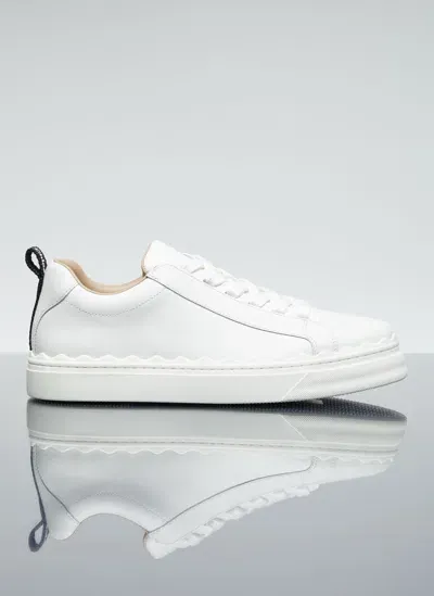 Chloé Lauren Leather Sneakers In White