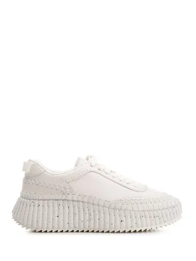 Chloé Nama Whipstitch-detailed Sneakers In White