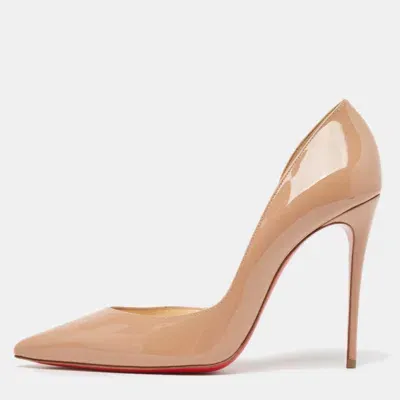 Pre-owned Christian Louboutin Beige Patent Iriza Pumps Size 39