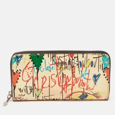 Pre-owned Christian Louboutin Multicolor Printed Patent Leather Zip Around