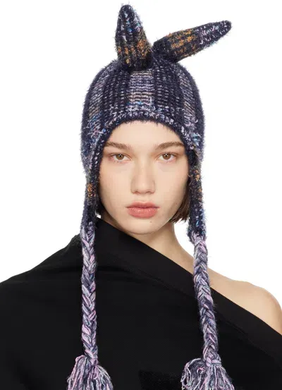 Collina Strada Purple Vitelli Edition Spiky Beanie In Vitelli Purple Plaid