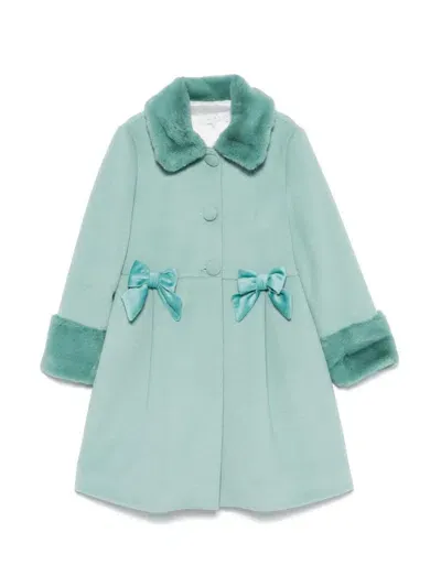 Colorichiari Kids' Bow-detailed Coat In Green