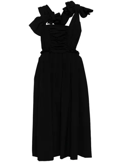 Comme Des Garçons Comme Des Garçons Dungarees-style Midi Dress In Black