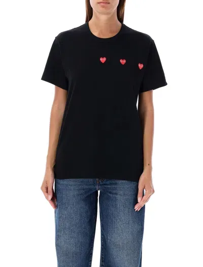 Comme Des Garçons Play Heart-print Cotton T-shirt In 黑色