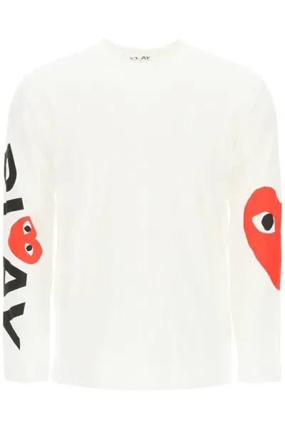 Comme Des Garçons Play Unisex Long Sleeve T-shirt In White