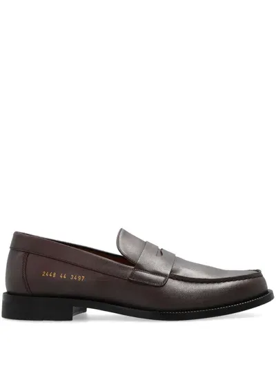 Common Projects Round Toe Leather Loafers In Red