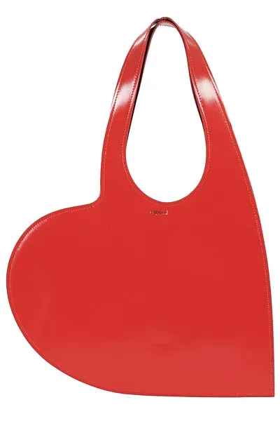 Coperni Gloss Leather Mini Heart Tote Bag In Red Red