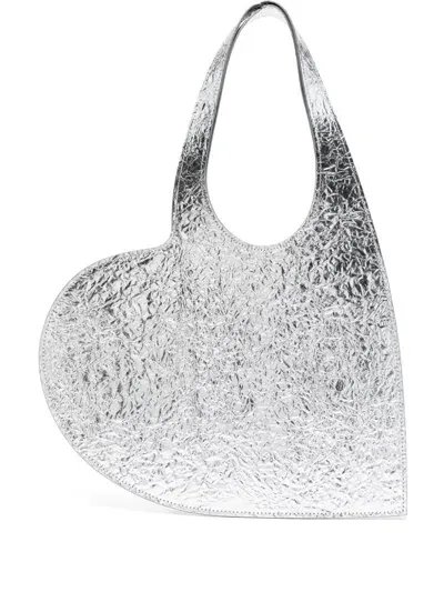 Coperni Mini Heart Tote Bag In Silber