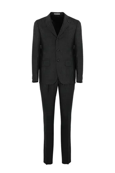 Corneliani Classic Striped Suit In Gray Virgin Wool In Grigio