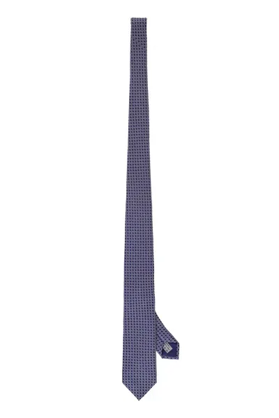 Corneliani Jacquard Silk Tie In Purple