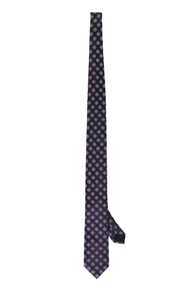 Corneliani Jacquard Silk Tie In Purple