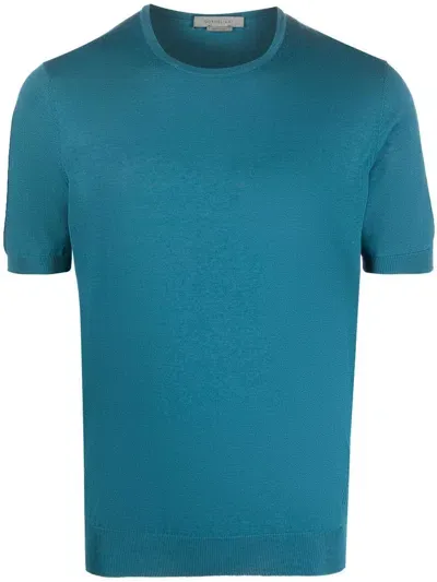 Corneliani Silk-cotton Short-sleeve T-shirt In Blau