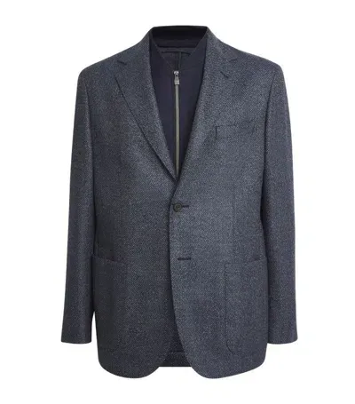 Corneliani Wool Jersey-insert Blazer In 黑色