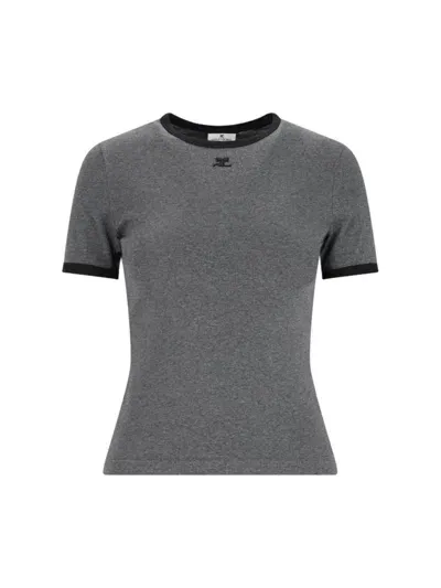 Courrèges Logo T-shirt In Gray