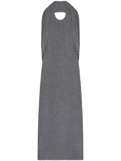 Courrèges Over The Shoulder Draped Midi Dress In Gray