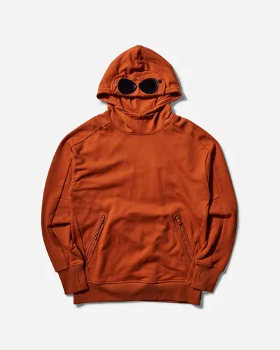 C.p. Company Diagonal Raised Fleece Goggle Hooded Sweatshirt Bombay In Brown