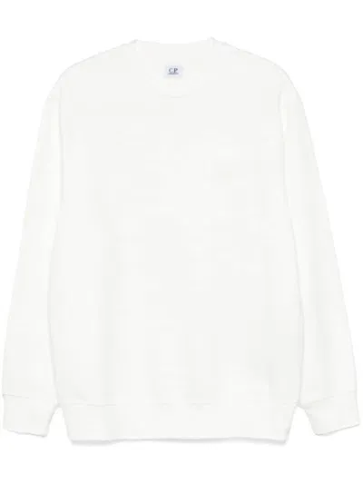 C.p. Company Logo-embroidered Sweatshirt In White