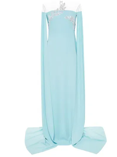 Cristallini Kassandra Maxi Dress In Light Blue Silver