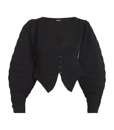 Cult Gaia Ribbed Blair Cardigan In Black