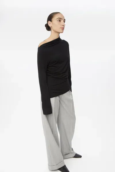 Dal The Label Modal Asymmetric Knit Top In Ivory