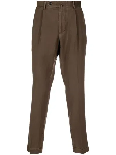 Dell'oglio Tapered-leg Tailored Trousers In Brown