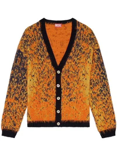 Diesel Brushed Cardigan In Orange