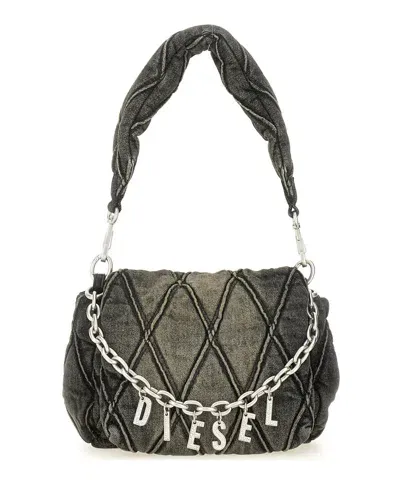 Diesel Charm-d Small Shoulder Bag In Black