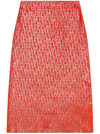 Diesel M-ikaria Monogram-print Knitted Midi Skirt In 45c