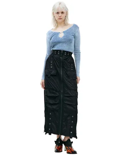 Diesel O-crep Cargo Maxi Skirt In Black