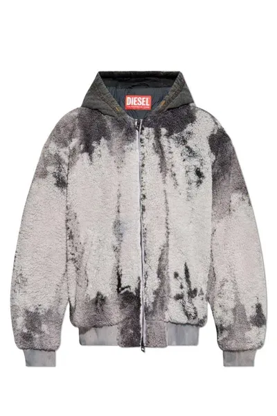 Diesel S-depla Faux Teddy Jacket In Grey