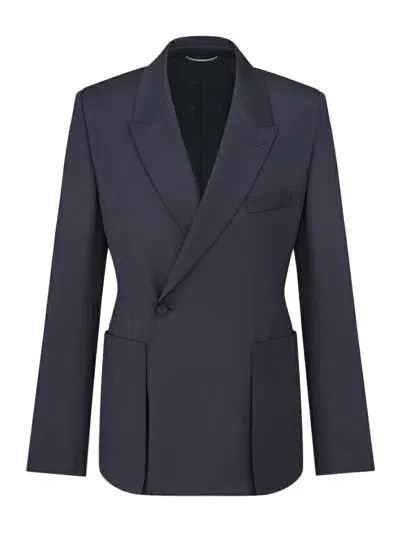 Dior Bar Jacket With Slanted Closure In Blue