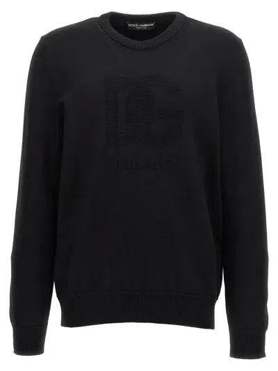 Dolce & Gabbana 'dg' Intarsia Sweater In Black