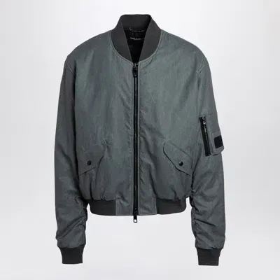 Dolce & Gabbana Dolce&gabbana Light Grey Linen Bomber Jacket Men In Gray