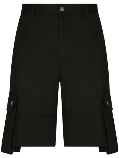 Dolce & Gabbana Knee-length Cotton Bermuda Shorts In Black