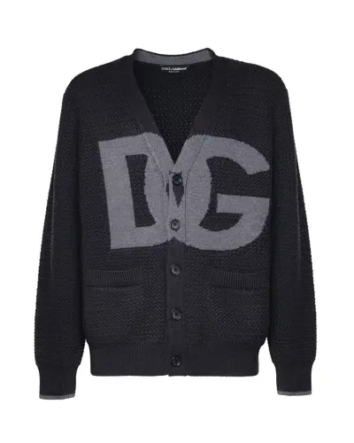 Dolce & Gabbana Logo Cardigan In Grey