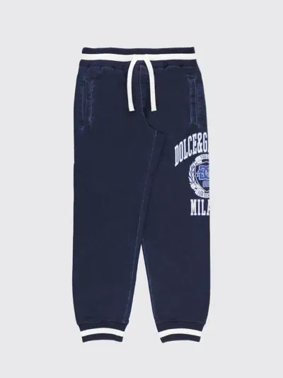 Dolce & Gabbana Kids' Printed Cotton Sweatpants In Blau