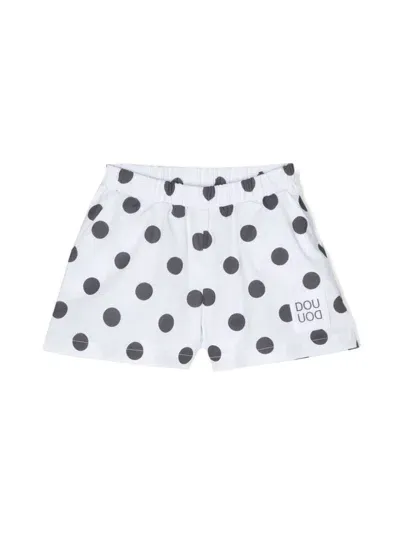 Douuod Kids' Polka-dot Print Shorts In Bianco