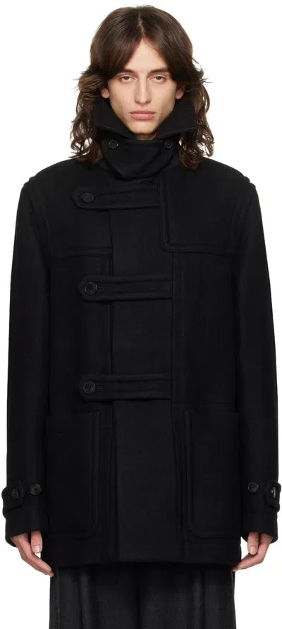 Dries Van Noten Black Cropped Duffle Coat In 900 Black