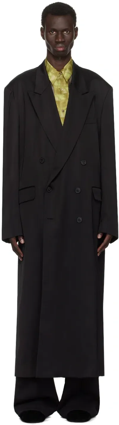 Dries Van Noten Black Oversized Coat In 900 Black