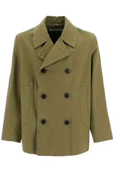 Dries Van Noten "overdyed Cotton Coat In Yellow