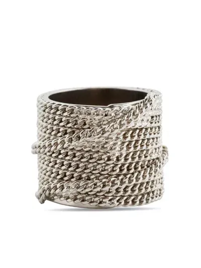 Dries Van Noten Stacked Cable-link Ring In Silver