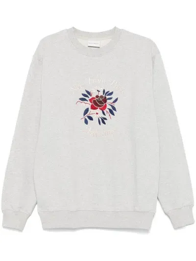 Drôle De Monsieur Embroidered-slogan Sweatshirt In Grey