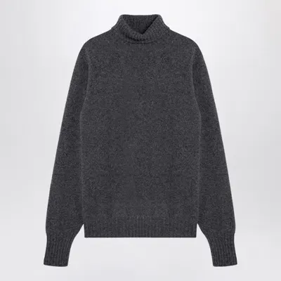 Drumohr Anthracite Wool Turtleneck Sweater In Grey