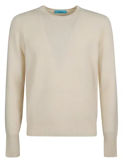 Drumohr Rib Trim Plain Knit Sweater In Neutrals