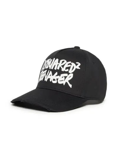 Dsquared2 Kids' Logo-print Cotton Baseball Cap In Black