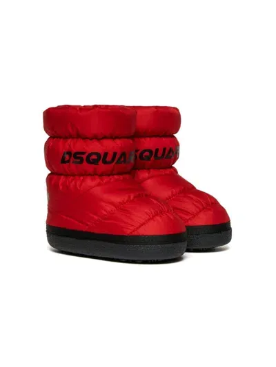 Dsquared2 Kids' Quilted Snow Boots In Red